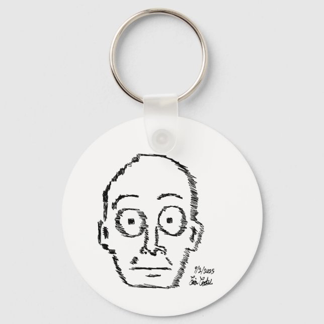 Llavero cara de dibujo animado dibujada de forma irregular (Anverso)