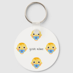 Llavero Cara de Emoji del bebé y '' su nombre aquí "