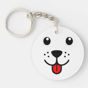 Llavero Cara de emoticono feliz de perro animal divertido
