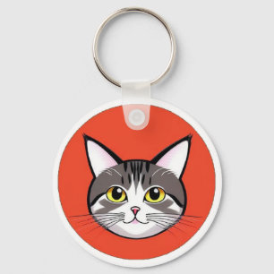 Llavero Cara de gato de dibujos animados linda con diseño 