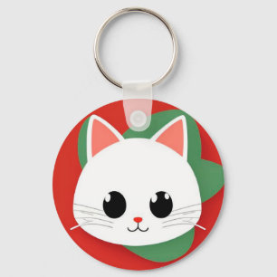 Llavero Cara de gato de dibujos animados linda con diseño 