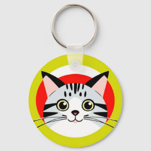 Llavero Cara de gato de dibujos animados lindos con diseño