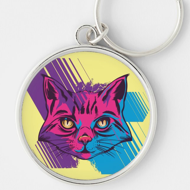 Llavero Cara de gato rosa (Frente)