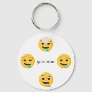 Llavero Cara de la emoji del Drool y '' su nombre aquí "