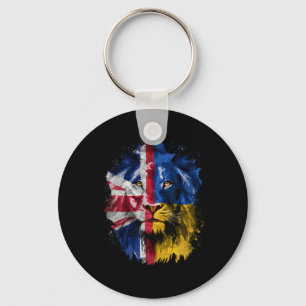 Llavero Cara de León de bandera vintage de Ucrania y Reino