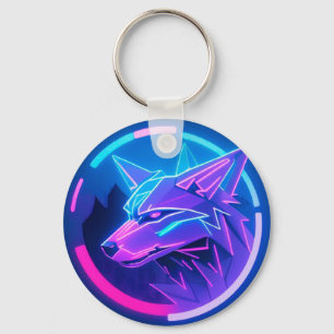 Llavero Cara de Lobo Neon Futurista en Arte Geométrico