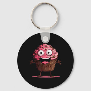 Llavero Cara de muffin rosa divertida para cupcakes y muff