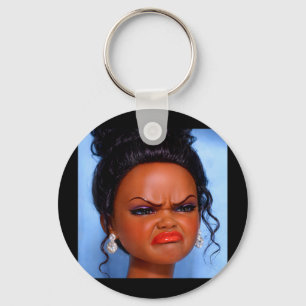 Llavero Cara de muñeca negra disgustada enojada meme Cara