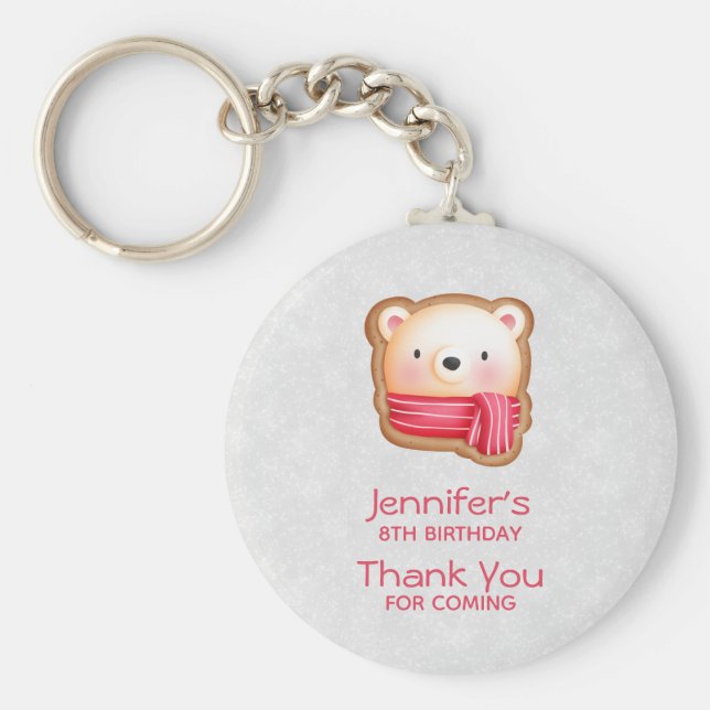 Llavero Cara de oso lindo, bufanda roja y mejillas rosadas (Frente)