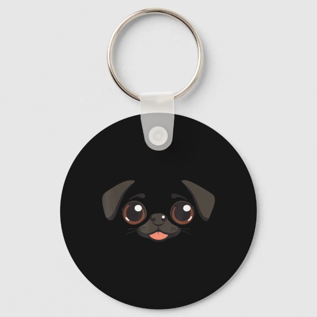 Llavero Cara de Perro Divertida Halloween Pug (Anverso)