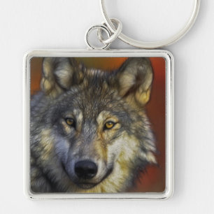Llavero Cara de una foto del lobo