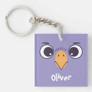 Llavero Cara divertida de pájaro con ojos grandes
