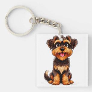Llavero Cara divertida de perro Griffon belga Cartoon Cach