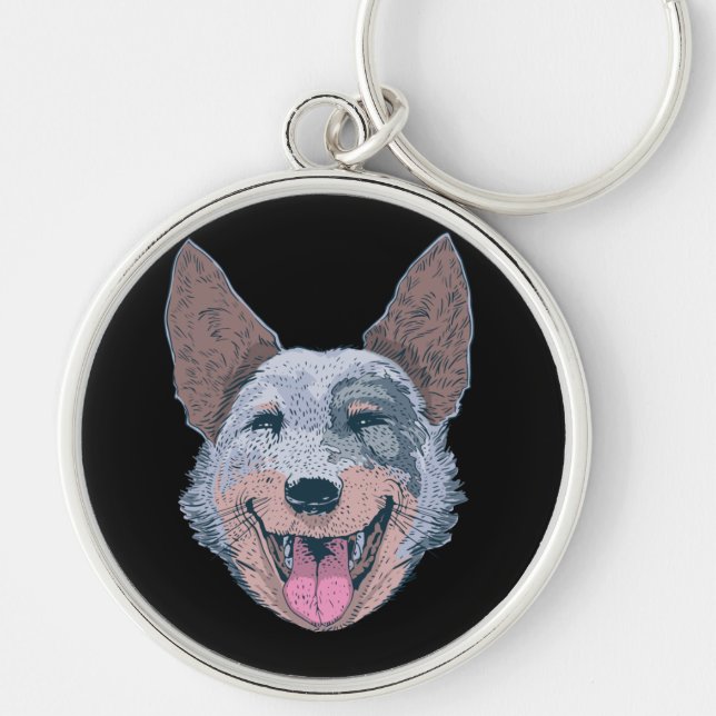 Llavero Cara Feliz de Perro Collie (Frente)