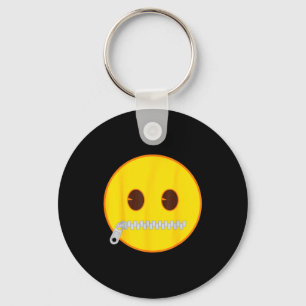 Llavero Cara sonriente amarilla con boca de cremallera Emo