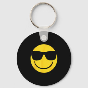 Llavero Cara sonriente amarilla con gafas de sol retro emo