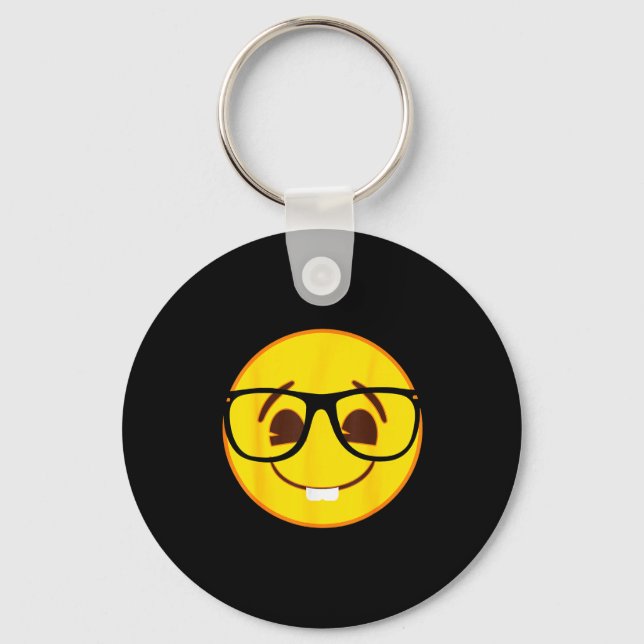 Llavero Cara sonriente amarilla oficial de nerd de Emoji  (Anverso)