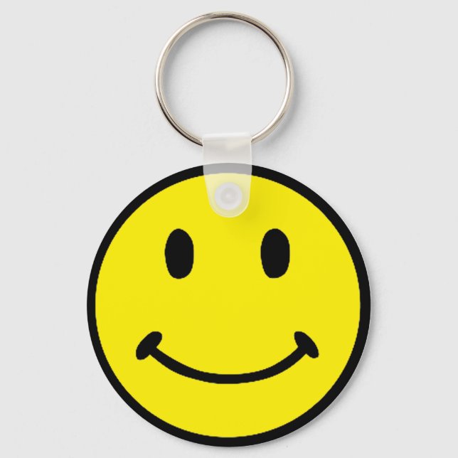 Llavero Cara Sonriente Amarillo Brillante Retro (Anverso)