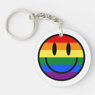 Llavero Cara sonriente arco iris