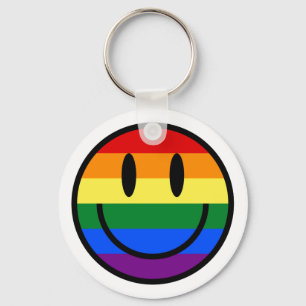 Llavero Cara sonriente arco iris