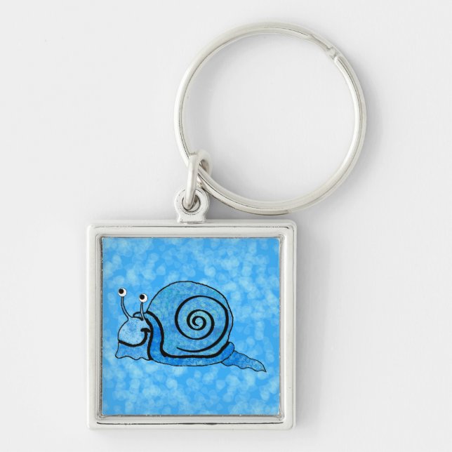 Llavero Caracol azul Personalizado sonriente (Frente)