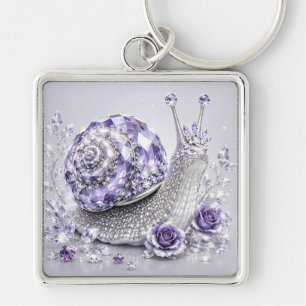 Llavero Caracol de cristal morado plateado