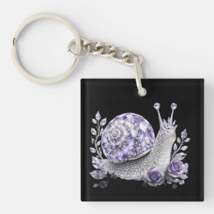 Llavero Caracol de cristal morado plateado