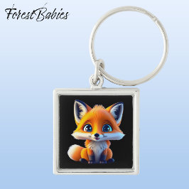 Llavero Carácter caprichoso animal rojo Fox, negro 🦊