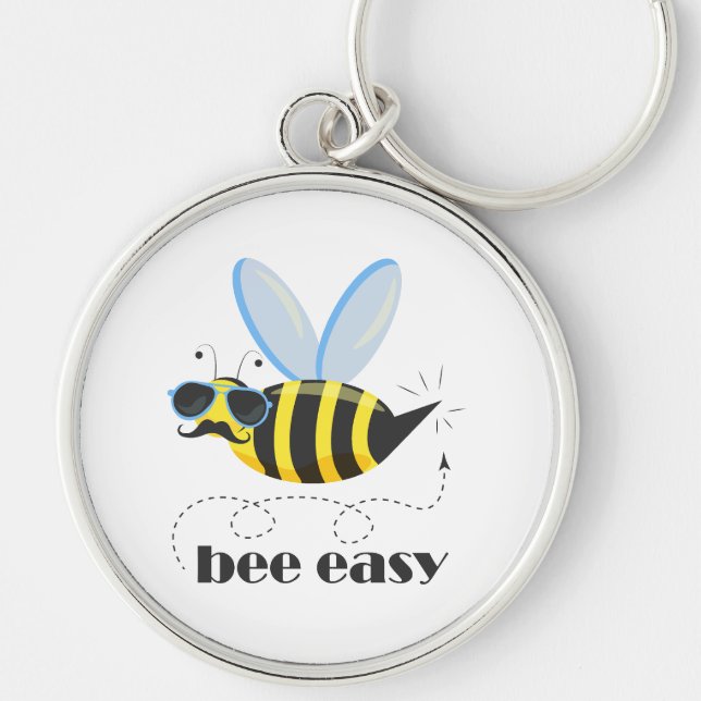 Llavero Carácter de abeja con gafas de sol bigote Bee Fáci (Frente)