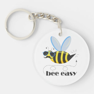 Llavero Carácter de abeja con gafas de sol bigote Bee Fáci