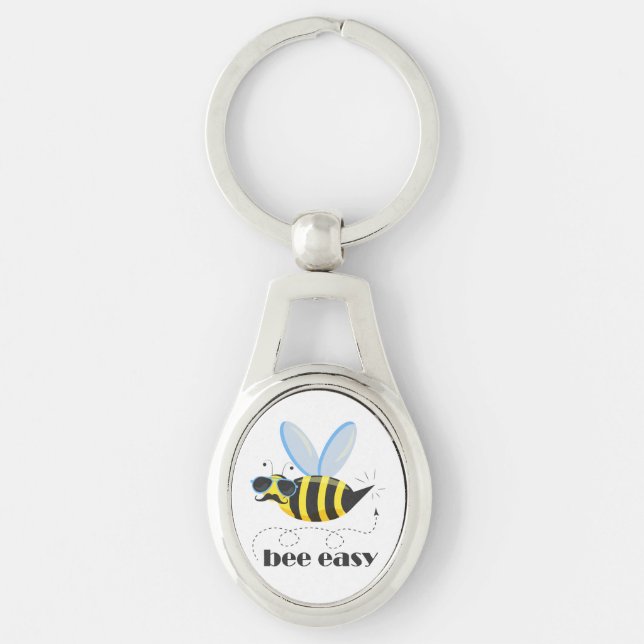 Llavero Carácter de abeja con gafas de sol bigote Bee Fáci (Anverso)
