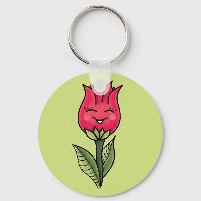 Llavero Carácter de flor suave Girly (Anverso)