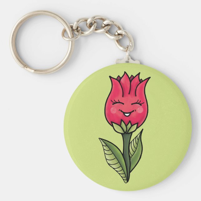 Llavero Carácter de flor suave Girly (Frente)