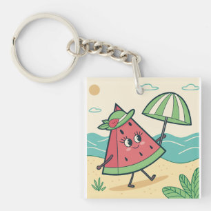 Llavero Carácter de sandía cutáneo en la playa - Keychain