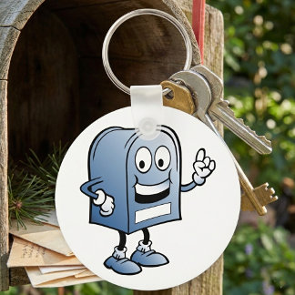 Llavero Carácter postal azul feliz de mascota de buzón