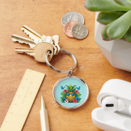 Llavero Carácter tropical de mariposa de piña