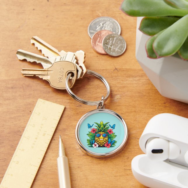 Llavero Carácter tropical de mariposa de piña (Escritorio )