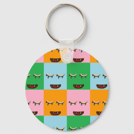 Llavero Caras de bloques de monstruo sonrientes