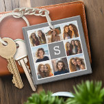 Llavero Carbón blanco 8 Personalizado de Collage de fotos<br><div class="desc">Para este diseño se pueden utilizar fotos de 8 cuadrados o de Instagram. Utiliza 8 fotos cuadradas para crear un regalo único y personal. O puedes mantener al cachorro hipster y hacer un keepsake de moda. Si necesita ajustar las imágenes,  haga clic en la herramienta personalizar para realizar cambios.</div>