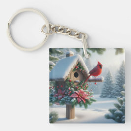 Llavero Cardenal de invierno en un hogar festivo