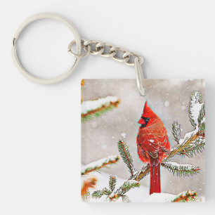 Llavero Cardenal en un pino