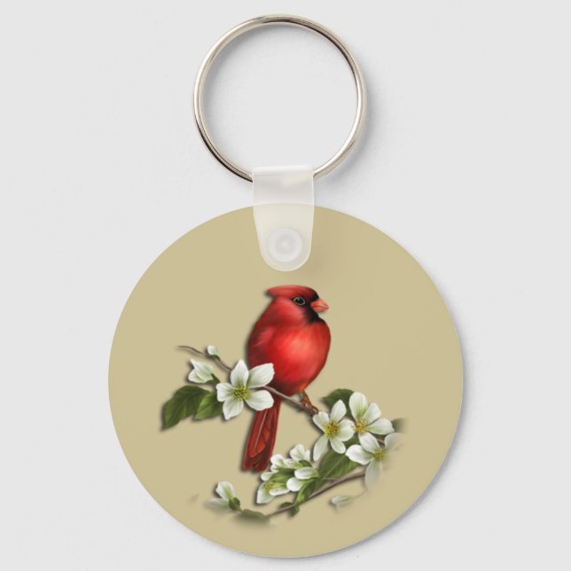 Llavero Cardenal masculino en Dogwood Keychain (Anverso)