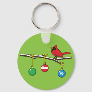 Llavero Cardenal rojo en la rama desnuda de los Navidades
