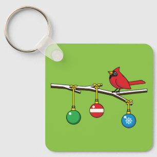 Llavero Cardenal rojo en la rama desnuda de los Navidades