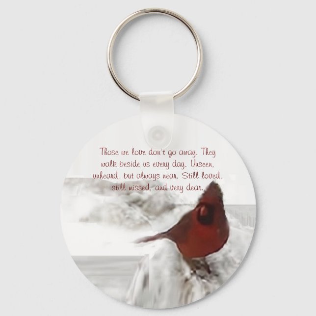 Llavero Cardenal rojo Los que amamos no se van Keychain (Anverso)
