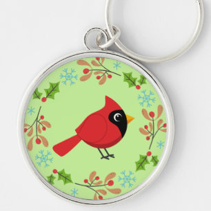 Llavero Cardenal rojo Personalizado con flores