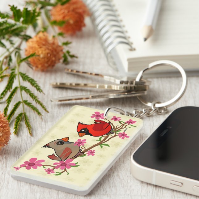 Llavero Cardenales del norte en rama de florecimiento (Frente Derecha)