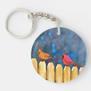 Llavero Cardenales en la cerca - Arte Original