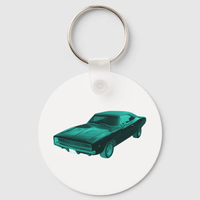 Llavero Cargador dodge de 1968 mopar azul (Anverso)