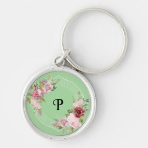 Llavero Cargador inalámbrico floral monograma personalizad